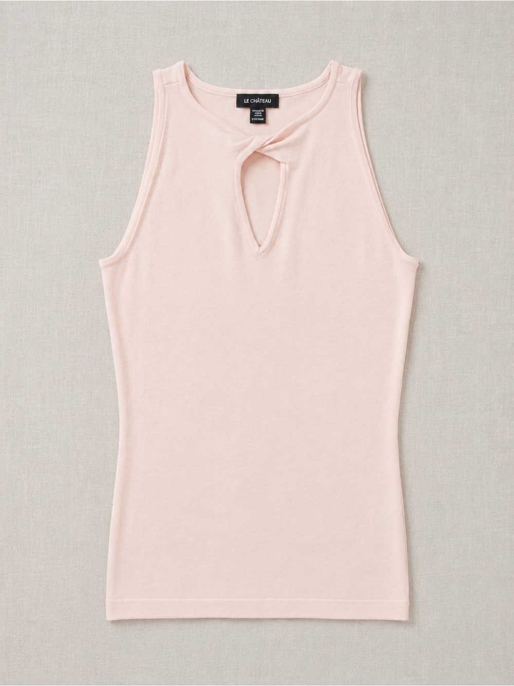 le chateau Pale Pink Keyhole Ribbed Tank